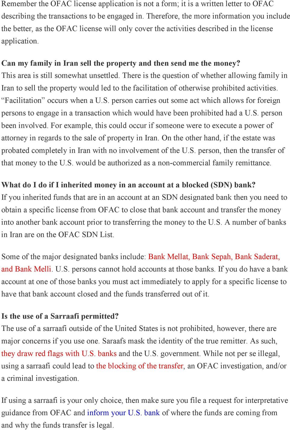 Ofac License Iran Inheritance Law